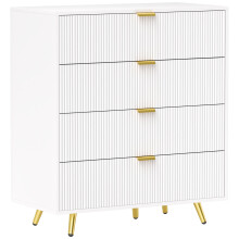 Refa Wooden White Elegant 4 Drawer Bedside Storage Table