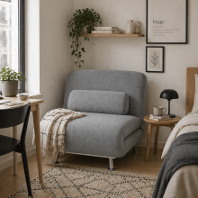 Noso Velvet Grey Single Sleeper Chair