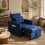 Haso Linen Look Dark Blue Single Sleeper Chair 1