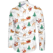 Chemise Homme Casual Fantaisie Élégante Légère Confortable Blanche XL — chemise homme imprimée, haut manches longues
