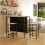Bar Table and 2 Stools Set Steel Frame Black Oak 4