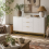 Luka White Sideboard 3 Drawers 2 Doors Chevron Design Gold Accents 1