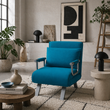 Neyo Faux Suede Blue 4 In One Convertible Chair Bed