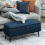 Sudina Linen Look Rectangle Dark Blue Storage Ottoman 3