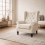 Vipamo Fabric Cream White Wingback Accent Chair With Button Tufted Upholstery 1