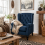 Rake Dark Blue Retro Wingback Accent Chair With Button Tufted Upholstery 1
