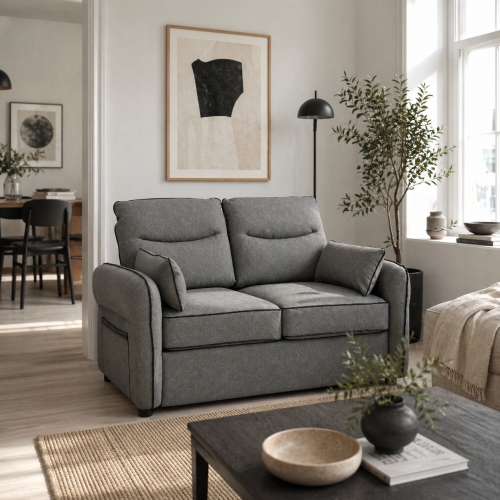 Pamazi Grey Faux Leather 2 Seater Sofa