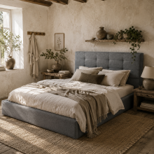 Sutto 4FT6 Double Ottoman Bed with Gas Lift Storage Grey