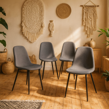 Set of 4 Tipsyfern Light Grey Upholstered Dining Chair