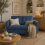 Vanasu Blue Compact 2 Seater Sofa With Hidden Storage Tufted Seat 1