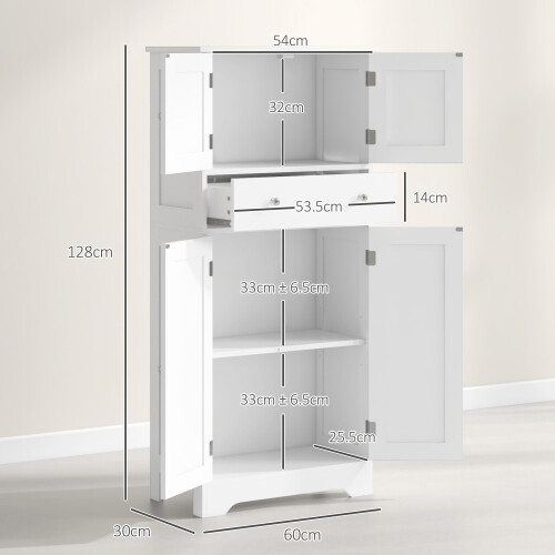 Elne Vael Wooden White Freestanding Multi Storage Kitchen Cabinet 2