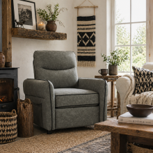 Pamazi Grey Faux Leather Accent Armchair