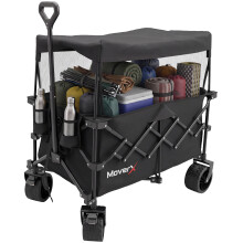 MoverX 200L/150kg Canopy Trolley Folding Festival Wagon Portable Camping Cart for Beach Outdoor Garden Picnic Shopping Fishing, Adjustable Handle