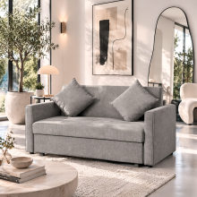 Lane Mili Snow Flannel Grey 2 Seater Sofa Bed With Built In Storage