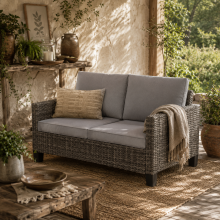 Nolo Dark Grey 2 Seater Outdoor Sofa With Cushions