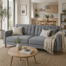 Toelfa Dove Grey Velvet 3 Seater Convertible Sofa Bed