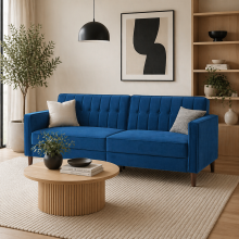 Pariha Susa Velvet Blue 3 Seater Sofa Bed