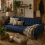 Rolano Dark Blue Upholstered 3 Seater Sofa Bed Tufted Diamond Pattern 1
