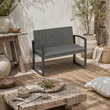 Haloka Rattan Light Grey 2 Seater Outdoor Garden Bench