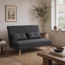 Faroco Linen Look Charcoal Grey 2 Seater Sofa Bed