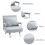 Yorito Suedette Grey Adjustable Back Futon Sofa Chair 6