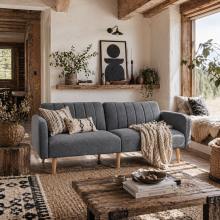 Nile Linen Grey 3 Seater Click Clack Sofa Bed With Adjustable Split Backrest