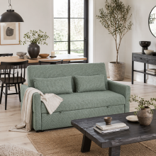Nenase Mint Green Upholstered 3 Way Convertible 2 Seater Sofa Bed