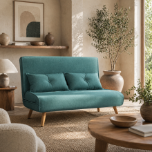 Baroma Tadi Linen Look Green 2 Seater Sofa Bed