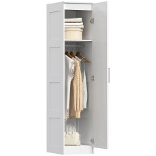 Armoire blanche avec penderie, étagère et porte amortie