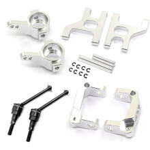 Metal Front Steering Cup C Hub Carrier Suspension Arm Drive Shaft for 1/10 RC Crawler CC01 Upgrade Parts,Silver