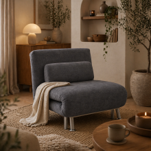 Tomi Safi Charcoal Grey Velvet Single Sleeper Chair