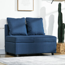 Sumima Fabric Blue 3 In One Convertible Single Sofa Bed With 5 Position Adjustable Back