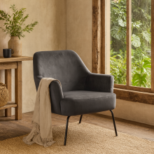 Kobe Dark Grey Velvet Lounge Accent Chair