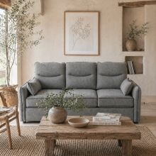 Pamazi Grey Faux Leather 3 Seater Sofa
