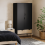 Sapporo Black and Natural Oak Wardrobe 2 Doors 2 Drawers 1