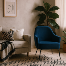 Kobe Navy Blue Velvet Lounge Accent Chair