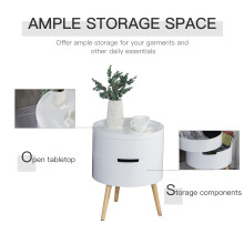 Lalo Set Of 2 Wooden White Round 3 Tier Bedside Tables With Hidden Storage and Tray Tops