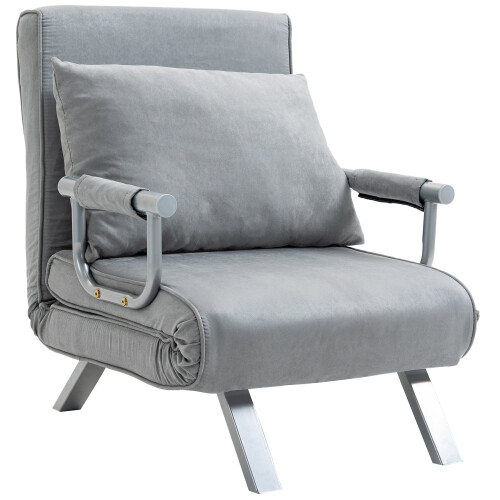 Yorito Suedette Grey Adjustable Back Futon Sofa Chair 1