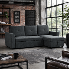 Moso Dark Grey Fabric 3 Seater Pull Out Sofa Bed With Hidden Storage