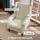 Vipamo Fabric Cream White Wingback Accent Chair With Button Tufted Upholstery 4