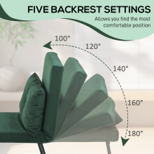 Zifayo Velvet Green 4 In One Convertible Single Chair Bed With Cushion