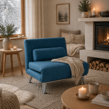 Lavili Keno Linen Look Blue Single Sleeper Chair