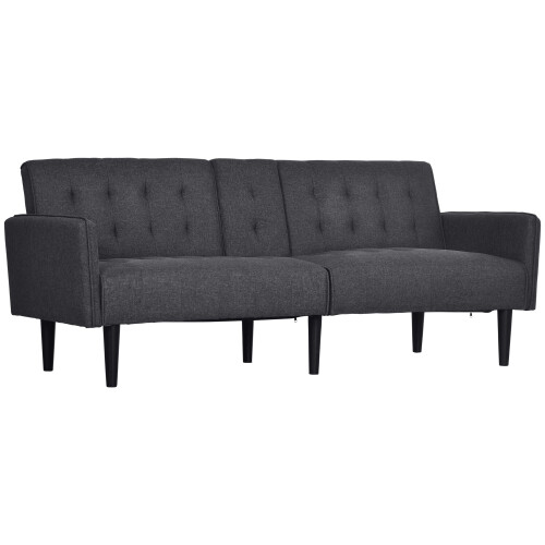 Nissa Grey Fabric 3 Seater Sofa Bed Diamond Tufted Back 1