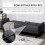 Nissa Grey Fabric 3 Seater Sofa Bed Diamond Tufted Back 6