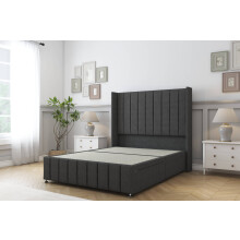 (3' Single, Graphite) Sloomy Melbourne Dumfries Divan Bed Base No Drawers With 54" Wingback Headboard & 12" Matching Footboard