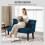 Layono Dark Blue Velvet Diamond Button Tufted Wingback 2 Seater Sofa 4
