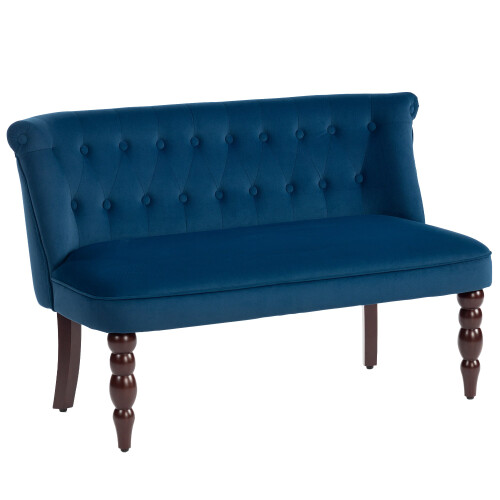 Layono Dark Blue Velvet Diamond Button Tufted Wingback 2 Seater Sofa 1