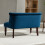 Layono Dark Blue Velvet Diamond Button Tufted Wingback 2 Seater Sofa 7