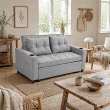 Kahani Razi Light Grey Upholstered 2 Seater Pull Out Sofa Bed