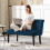 Layono Dark Blue Velvet Diamond Button Tufted Wingback 2 Seater Sofa 8